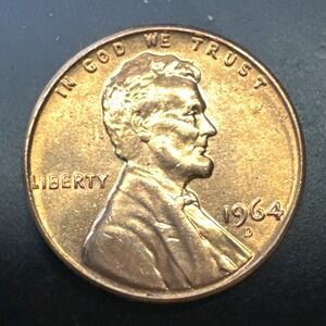 1964 D Lincoln Memorial Cent Penny - BU Uncirculated Red RD - Free Shipping